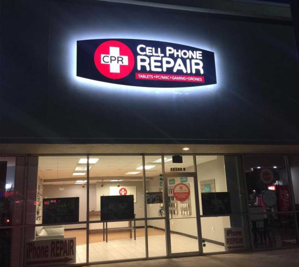 backlit sign for CPR Cell Phone Repair