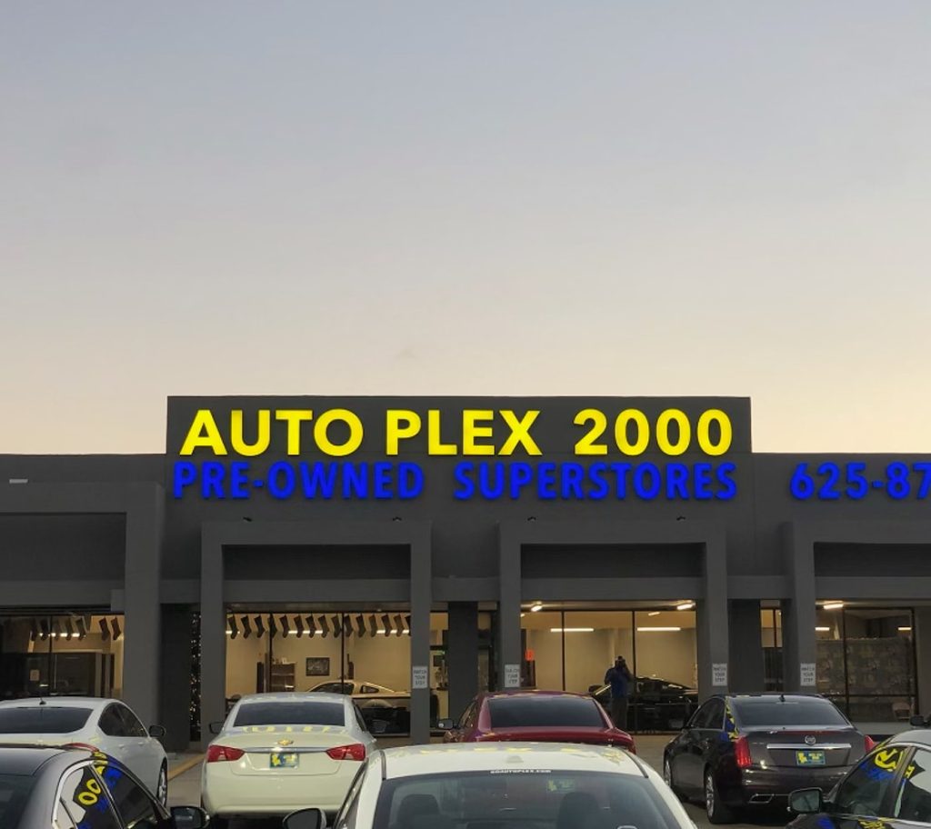 front view of Exterior Signage for Autoplex 2000