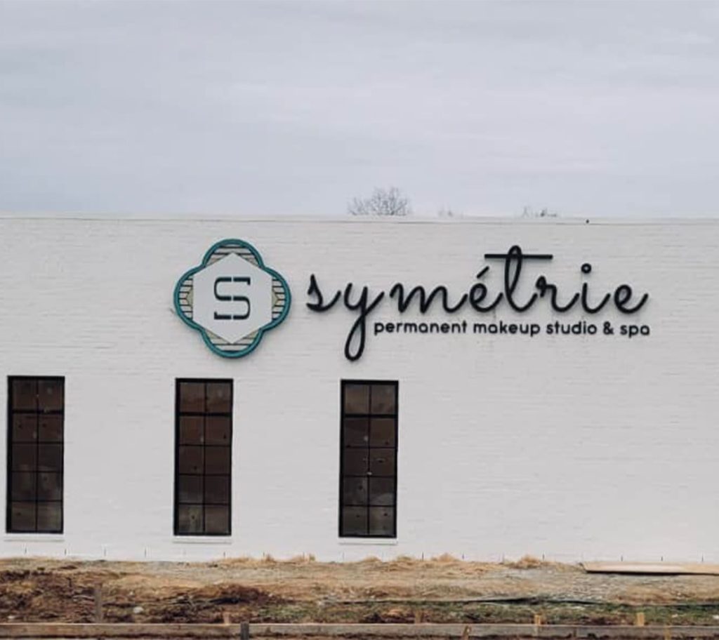front view of Exterior Signage for Symetrie Permanent Makeup Studio & Spa