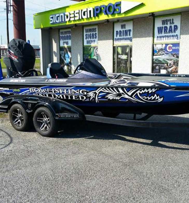 bowfishing unlimited vinyl boat wrap and decals
