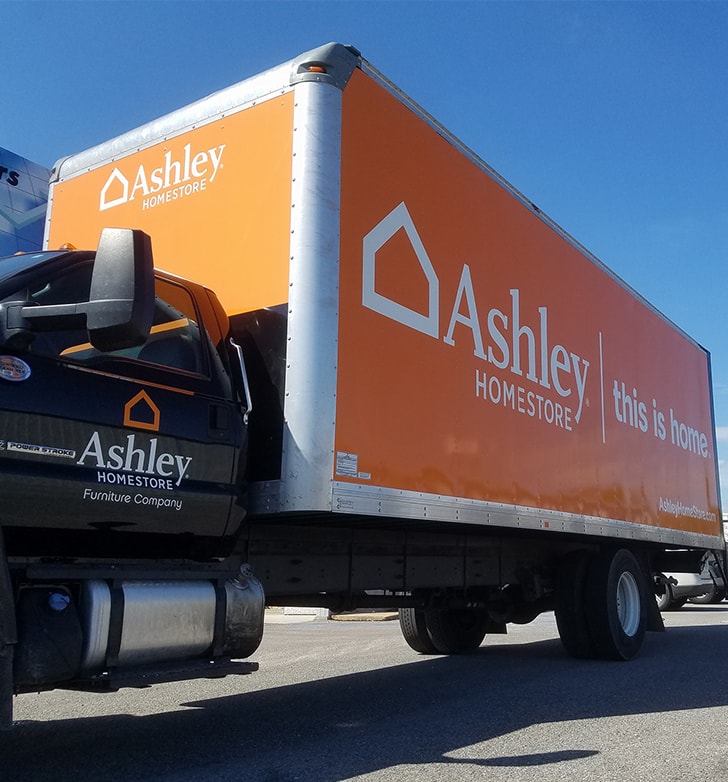 ashley homestore box truck wrap