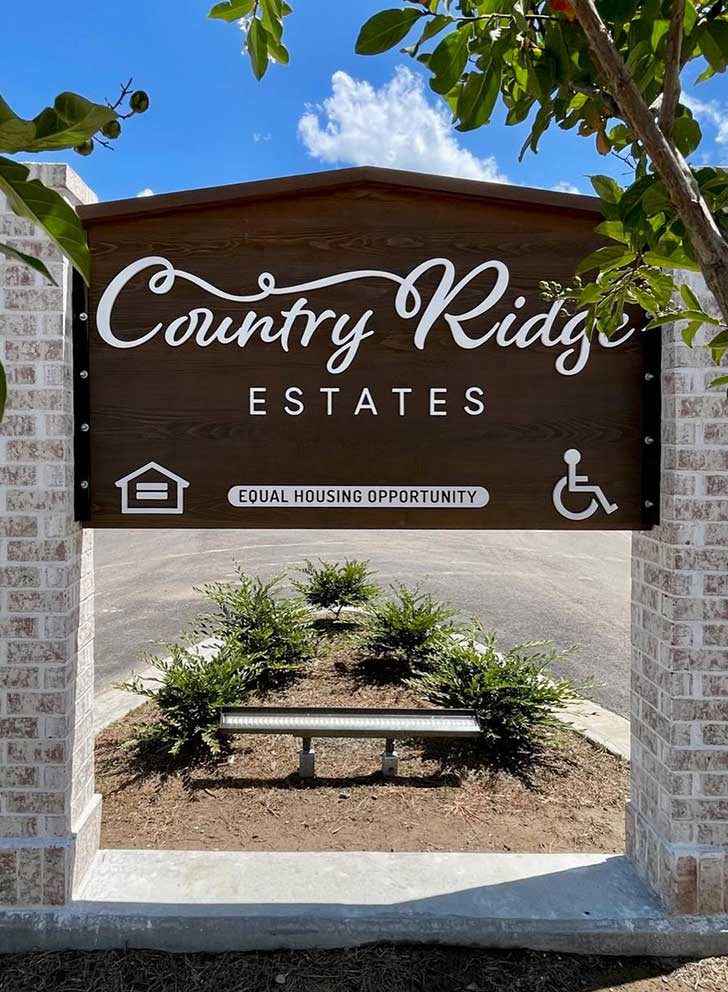 country ridge estates entrance sign