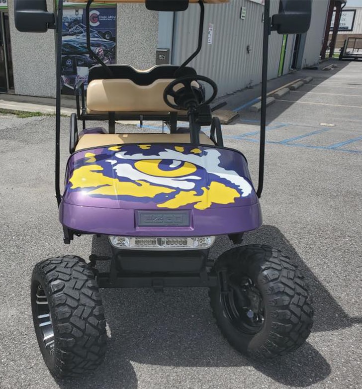 LSU golf cart wrap
